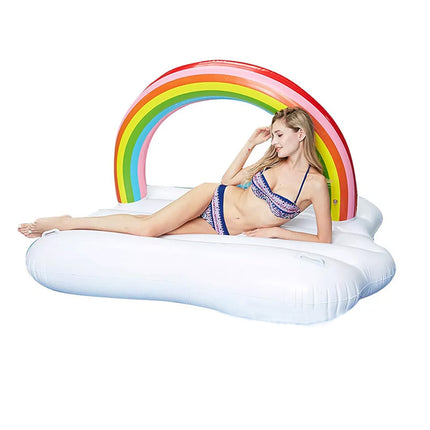 Giant Inflatable Rainbow Swimming Pool Lounger Float Raft Bed Beach Toy Gifts
