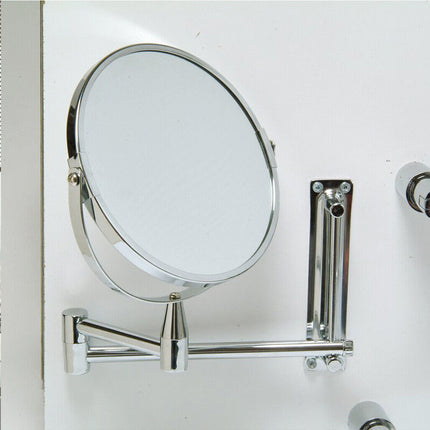 Two-Sided Swivel Wall Mount Mirror 8” Magnifying Mirror with Folding Arm Chrome