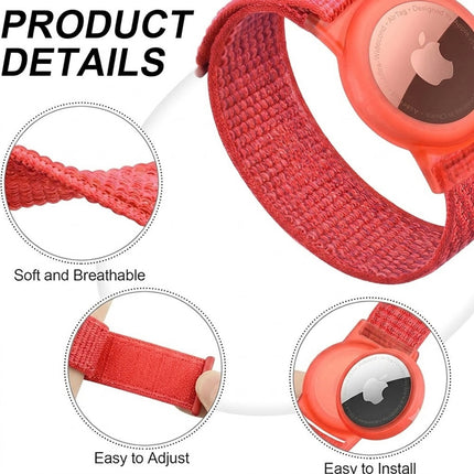 Apple AirTag Case Wristband Protective Cover Nylon Red