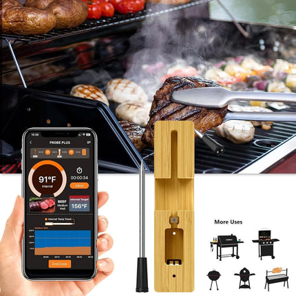 Wireless WiFi Meat Thermometer Bluetooth BBQ Food Thermometer Probe APP Control