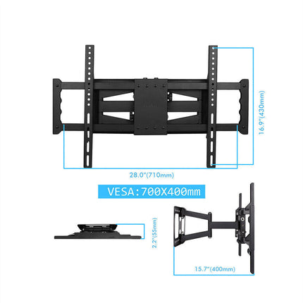 Heavy Duty Wall Mount Tilt Swivel Bracket Double Arms 32-85" LED/Plasma/LCD TVs