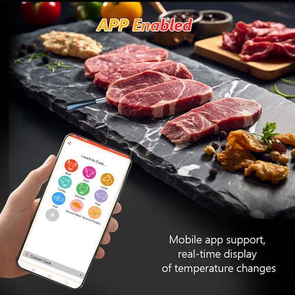 Wireless BBQ Thermometer Bluetooth Food Probe Kitchen Temperature Meat Grilling