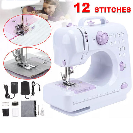 Mini Sewing Machine 12 Stitch Electric Foot Pedal 2-Speed for DIY and Repairs
