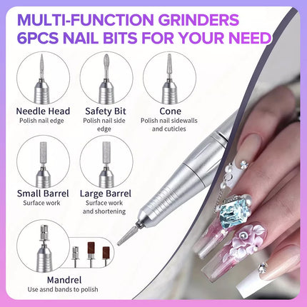 45000RPM Rechargeable Portable Nail Drill File Machine Manicure Pedicure Art