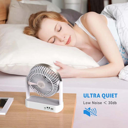 Solar Powered Cooling Fan Cooler Rechargeable Camping Fan with 2 Lights Bulbs