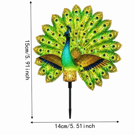 Resin Solar Garden Lights Waterproof Solar LED Peacock Figurine Light Patio