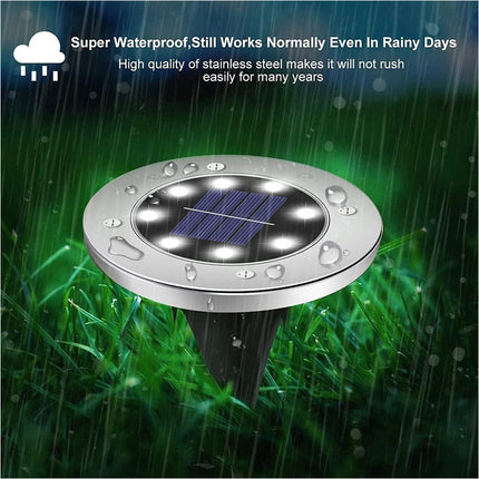 12 Solar Powered LED Buried Inground Recessed Light Garden Outdoor Deck Path