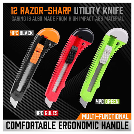 12-Pack SK-5 Utility Knife Retractable Box Cutter Extra Blades Snap Off Cutting - Image 7