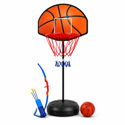 Kids Basketball Hoop Archery Set Adjustable Height Indoor Outdoor Toy
