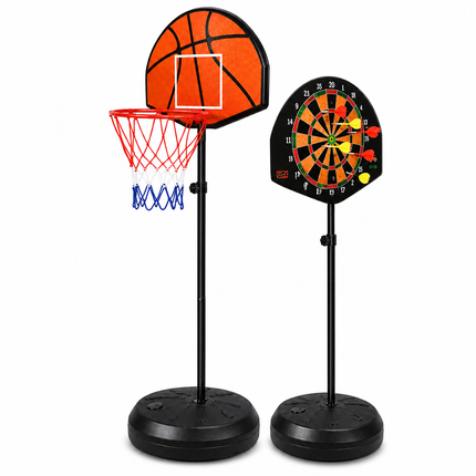 Kids Basketball Hoop Magnetic Dart Board Adjustable Height Indoor Play Set