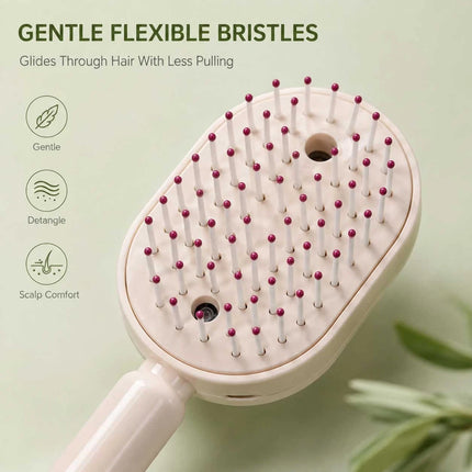 Rechargeable Mist Hair Brush Scalp Massager Detangling Comb USB-C 3-in-1