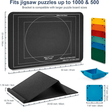 1000pcs Tilting Puzzle Board With 2-in-1 Designed Stand Cover Felt Mat 6 Trays