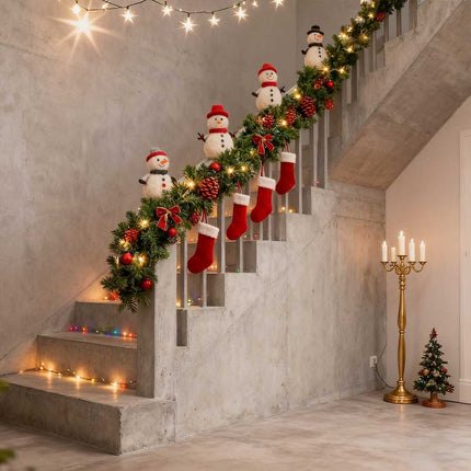 9Ft Pre-Lit Christmas Garland Festive Artificial Decoration with LED Lights