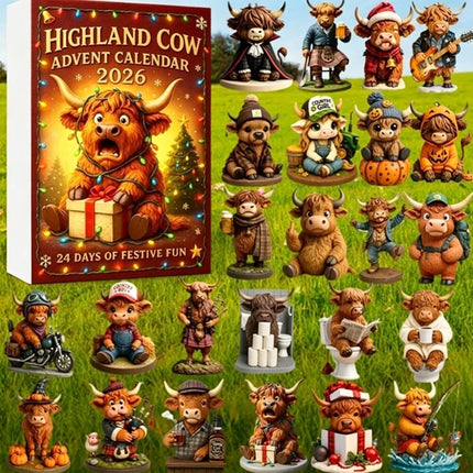 Highland Cow Advent Calendar 2026 24 Days Countdown Calendars 24 3D Cow Doll Style B