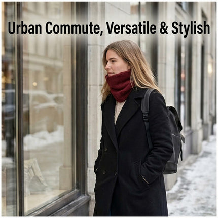 For Women Men Neck Warmer Tube Winter Knitted Scarf Thermal Warm Thicken Chunky Wine