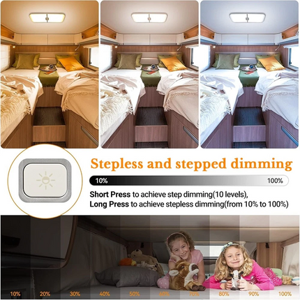 2PCS 12V-24V LED Interior Light White Dimmable RV Caravan Trailer Boat Ceiling Lamp