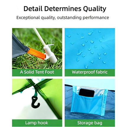 Outdoor Beach Hiking Camping Fishing Waterproof 2 or 3 People Camping Blue Tent