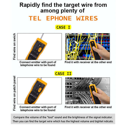 Ethernet Network Toner RJ11 RJ45 Telephone Cable Tester LAN Tracker Wire Finder