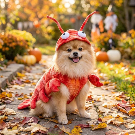 Dog Lobster Costume Pet Cat Party Clothes Halloween Cosplay Dress, Puppy Red