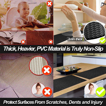 45x150cm Non Slip Liner Heavy Duty Drawer Kitchen Cupboard Shelf Grip Mat   (2 rolls x Black)