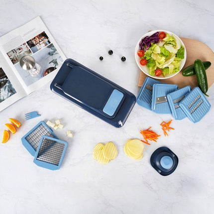6-IN-1 Multi-function Vegetable & Fruit Dicer Chopper Slicer with Container & Hand Guard
