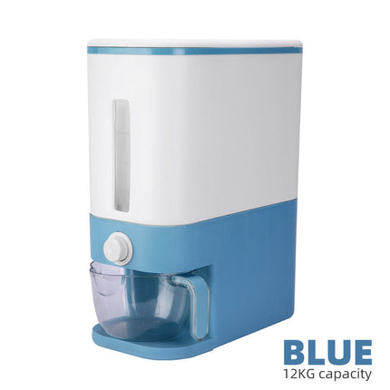 12Kg Auto Grain Case Cereal Rice Dispenser Storage Box Kitchen Food Container Blue