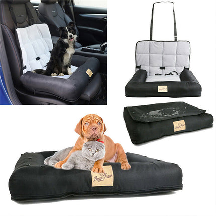 Thick Padded Comfy Dog Car Bed Pet Cat Booster Seat Travel with Security Leash