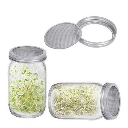 2Set Seed Sprouter Germination Cover Kit Sprouting Mason Jars with Lids & Stands