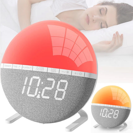 Digital Wake Up Light Alarm Clock With Sunrise Simulation Snooze 7 Sounds