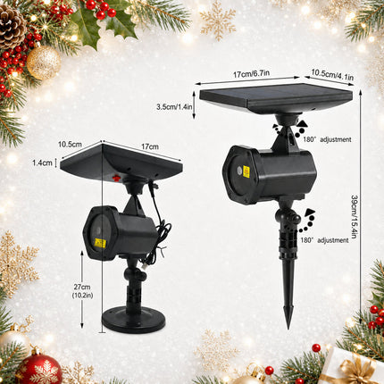 6 in 1 Solar Christmas Laser Projector Lights Outdoor Garden Yard Xmas Party Decor IP65