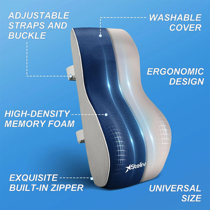 Back Cushion Lumbar Support Cushion Memory Foam Ergonomic Support Pillow