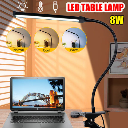 80 LED Adjustable Clip On Desk Lamp USB Flexible Night Reading Study Table Light