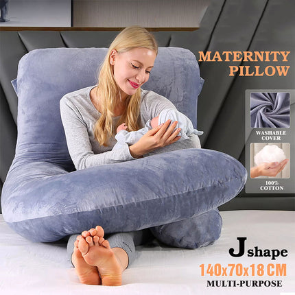 J-Shape Maternity Pregnancy Pillow Nursing Sleeping Feeding Body Support