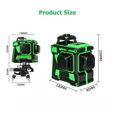 360 Rotary 3D 12 Lines Green Laser Level Self Leveling Cross Measure Tool&Tripod