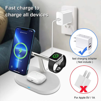 3 IN 1 15W Magnetic Wireless Charger Dock Stand For iWatch Air Pods iPhone 15 14