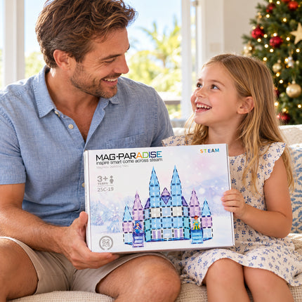 82 Pcs Diamond Magnetic Tiles Mermaid Castle 3D Building Set Christmas Gift
