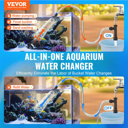 Aquarium Vacuum Gravel Cleaner 50ft PVC Hose Siphon for Fish Tank Cleaning