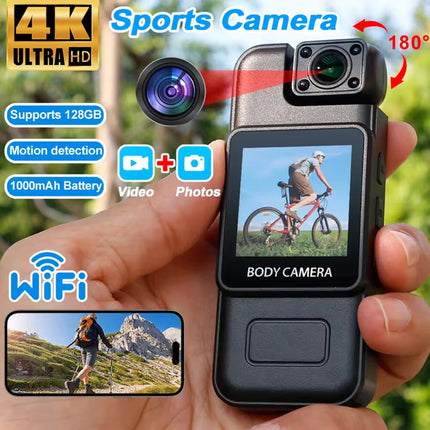 4K HD WiFi Mini Camera Digital Video Recorder Night Vision Police Cam Camcorder