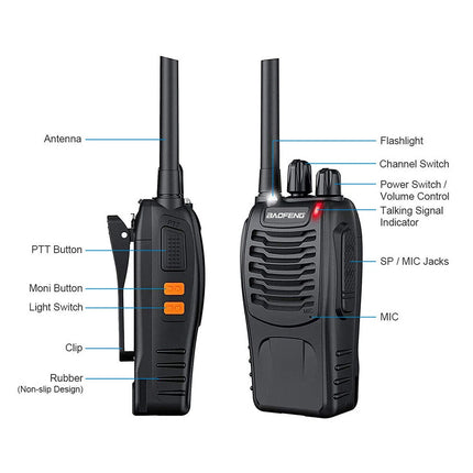 2Set Walkie Talkie Band Handheld Earphones Two Way Radio 400-470MHz 1500MAH