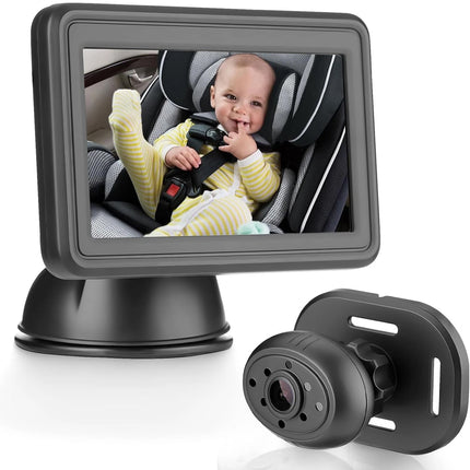 4.3'' Baby Car Camera HD 1080P Rear-Facing Infant Monitor Night Vision Wide View