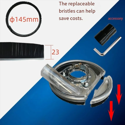 Dust Extractor Clear Shroud, Grinding Dust Cover For Angle Hand Grinder 4/5"