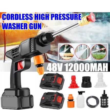 Cordless Electric High Pressure Washer Water Spray Gun Car Cleaner w/ 2*Battery