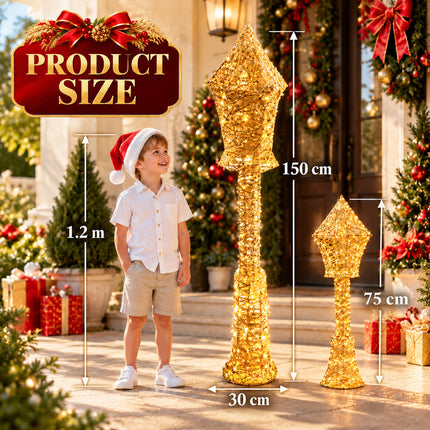 LED Christmas Floor Lamp Lantern Light Indoor Outdoor Holiday Decor for Home Garden 75/150cm