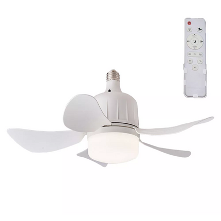 White Ceiling Fan E27 Socket Fan with Dimmable LED Light Remote ControllCR