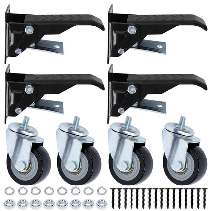 4x Workbench Caster Kit Heavy Duty Retractable Casters Trolley Furniture Wheel