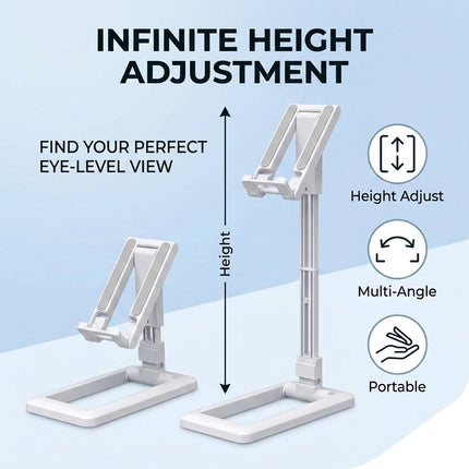 White Foldable Adjustable Universal Desk Stand Holder For Mobile Phone Tablet Portable