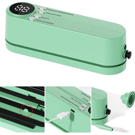 Mini Cordless Vacuum Sealer Wireless 60kpa Food Sealer for Kitchen Meat Nuts  (Green)
