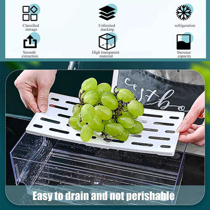 Fridge Storage Box Organizer Food Container Kitchen Clear Drawer Ins Style (14cm)
