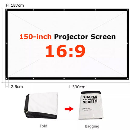 150" 16:9 Projector Screen Electric Motorised Projection 3D Home Cinema Foldable