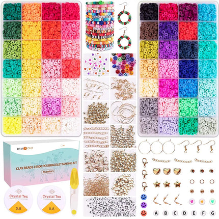 16300PCS Clay Beads for Bracelets Making Flat Polymer Heishi Jewelry Making Kit